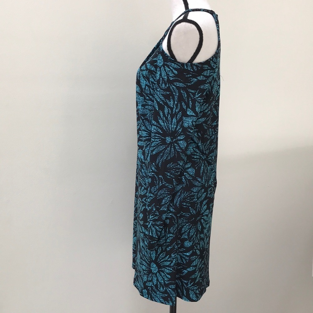 New Michael Kors Colder Shoulder Blue Floral Design Long Sleeve Dress Size S - Picture 2 of 7
